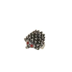 Silver and Black Hedgehog Adjustable Ring